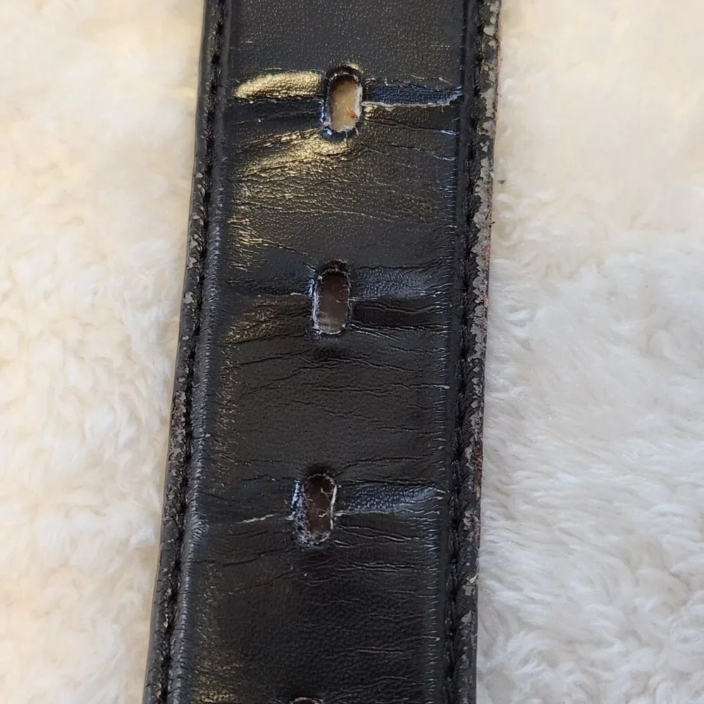 Genuine Black Leather Mens L (38-40) Embossed American Eagle USA Biker Belt